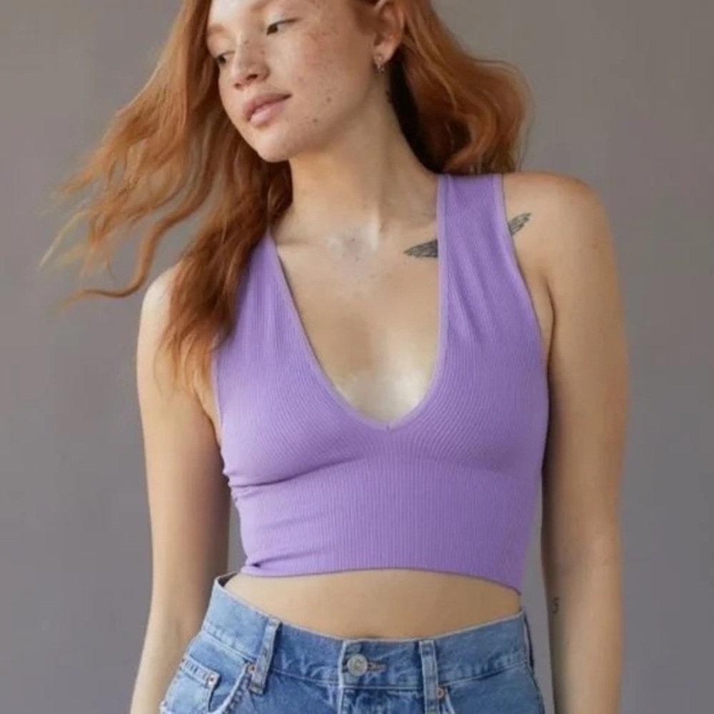 Out From Under Hailey Seamless Plunge Bra Top in Lavender